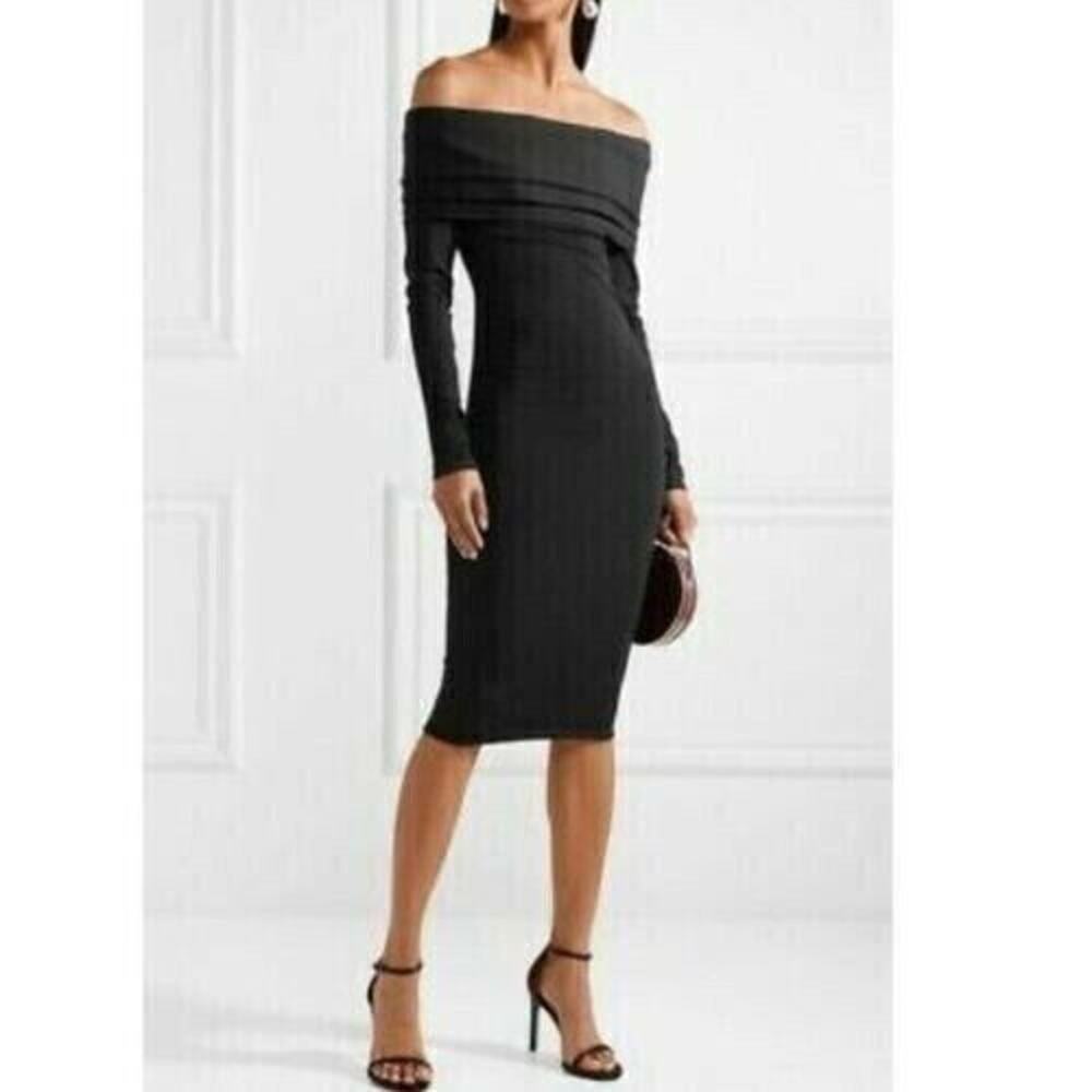 Chelsea28 Off The Shoulder Long Sleeve‎ Dress Grey Dark Charcoal Heather Med $59